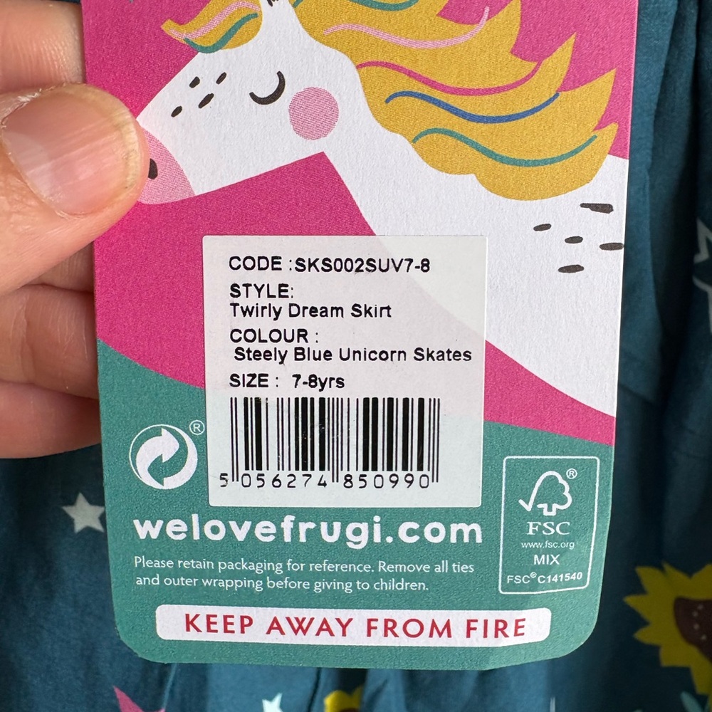 SOLD NEW Frugi | Unicorn Twirly Dream Skirt | 7-8yrs - Picture 7 of 8